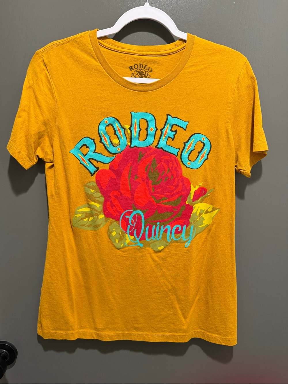 Rodeo Quincy Short Sleeve Tee - Mustard with Floral Graphic